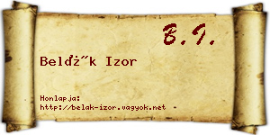 Belák Izor névjegykártya